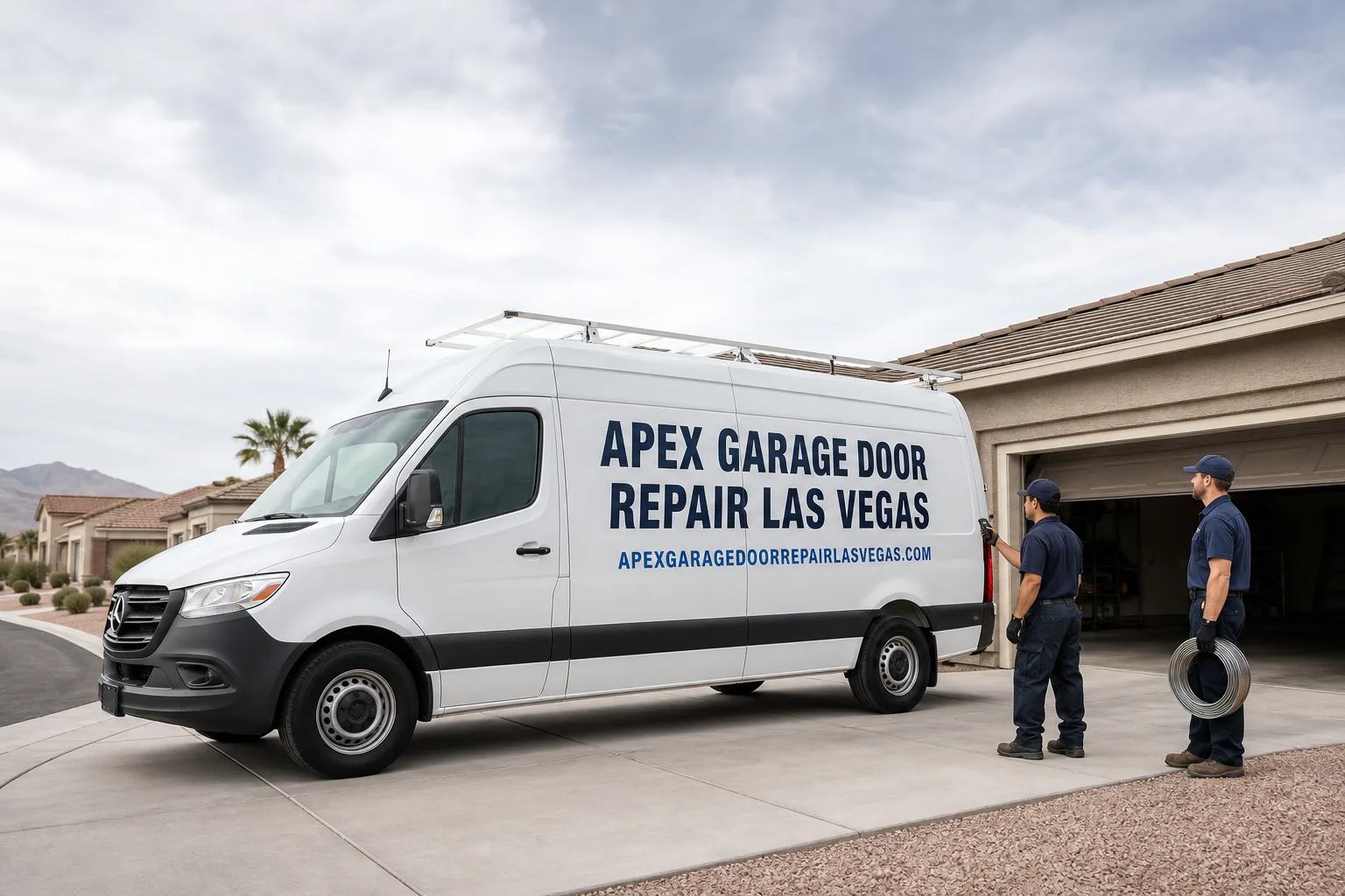 Apex Garage Door Repair Las Vegas service vehicle and crew in Las Vegas, NV